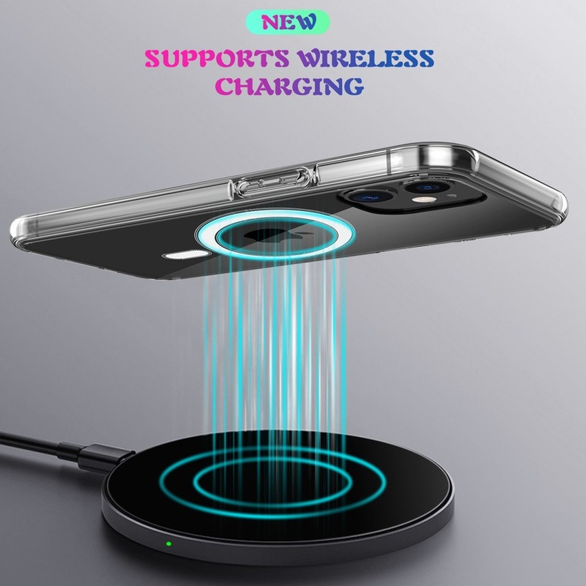 Magsafe Clear Case for iPhone 12 Pro Max Mini iphone Support Wireless Charging Drop Protection Bag Fundas Transparent Coque Clear Acrylic Back Cover