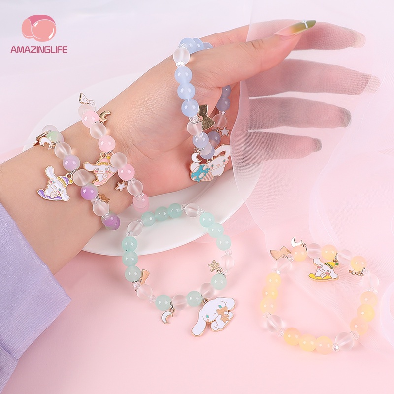 [Amazinglife] Vòng Tay Hạt Pha Lê Mặt Hình Động Vật / Ngôi Sao / Mặt Trăng Trong Suốt Phong Cách Hàn Quốc Cho Nữ