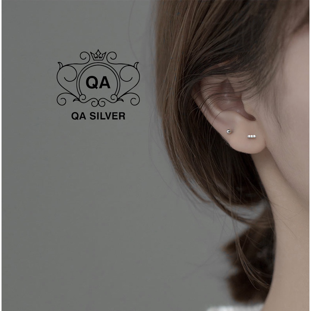 Set khuyên tai bạc hồ điệp 5 món tối giản bông tai đính đá S925 BUTTERFLY QA SILVER Earrings EA210302