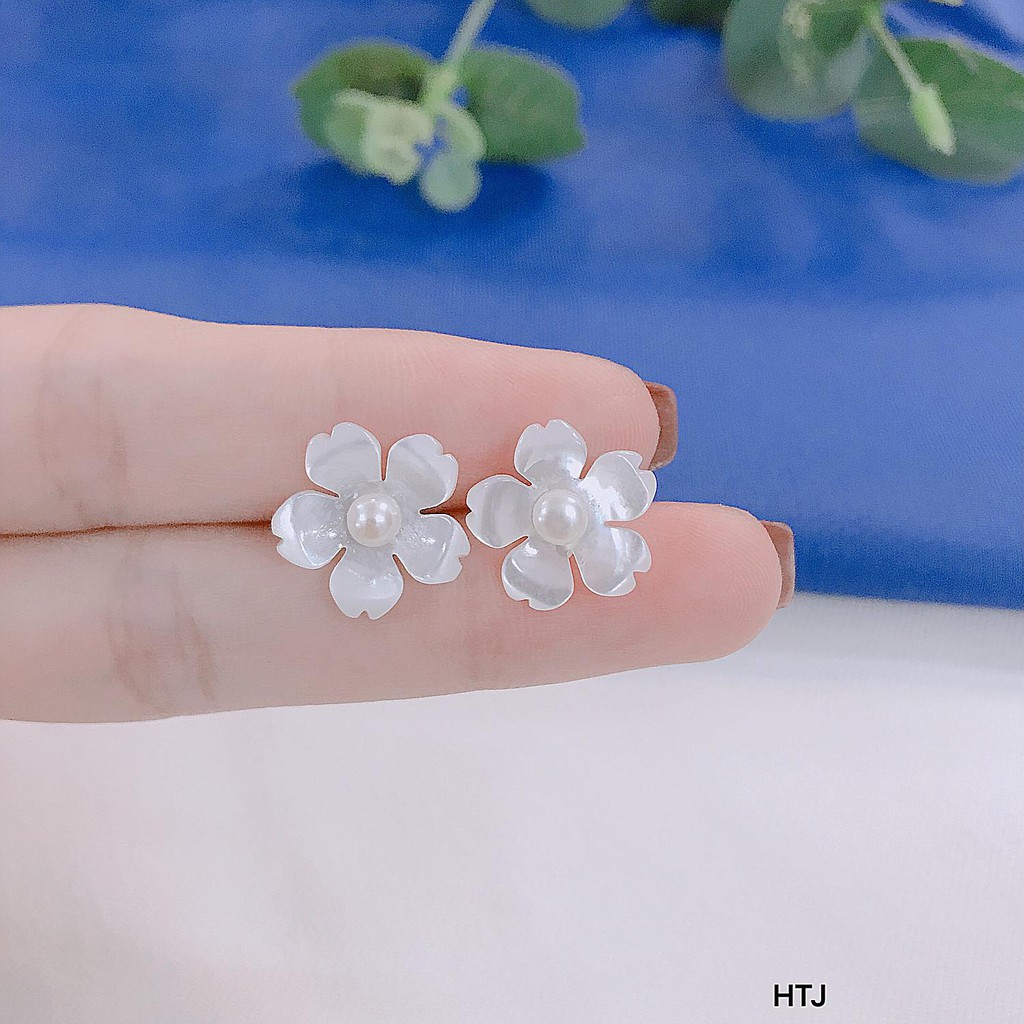 Bông tai hoa mai  🍁FREESHIP🍁 Hoa tai bạc hình hoa mai duyên dáng