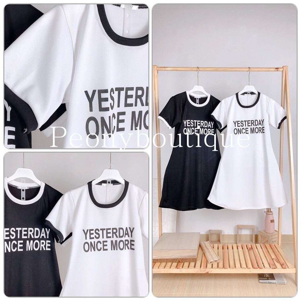 Váy Body Viền Yesterday PEONYB Nữ [FREESHIP] 🌸 Đầm sporty cộc tay dáng ôm thể thao màu TRẮNG | ĐEN Ulzzang 🌸 | BigBuy360 - bigbuy360.vn