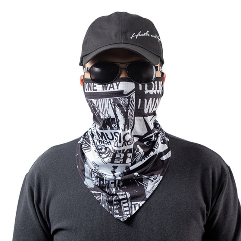 Sunscreen mask riding mask rider face towel ice silk CS skull bib cover summer fishing hanging ear headband men and women