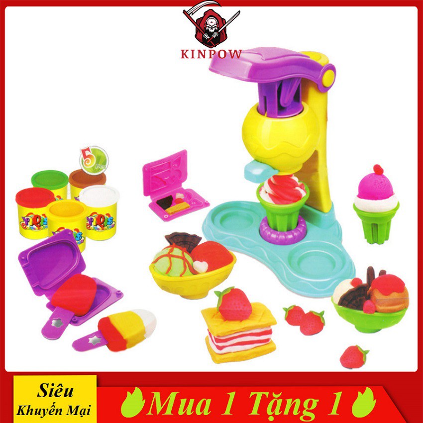 Đồ Chơi Đất Nặn KINPOW Bộ Làm Kem Đất Sét Cho Bé Phát Triển Tư Duy Sáng Tạo