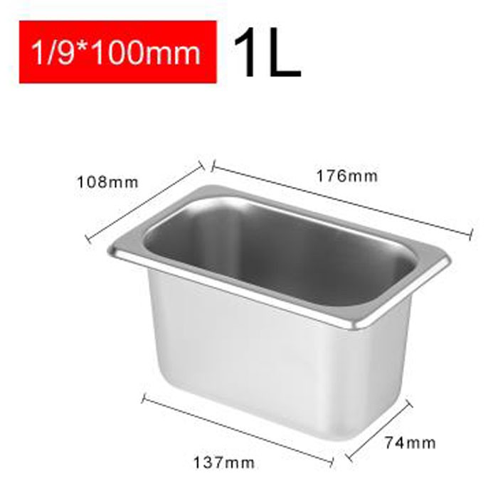 Khay Inox Đựng Thực Phẩm Đựng Thạch Topping Size GN 1/9