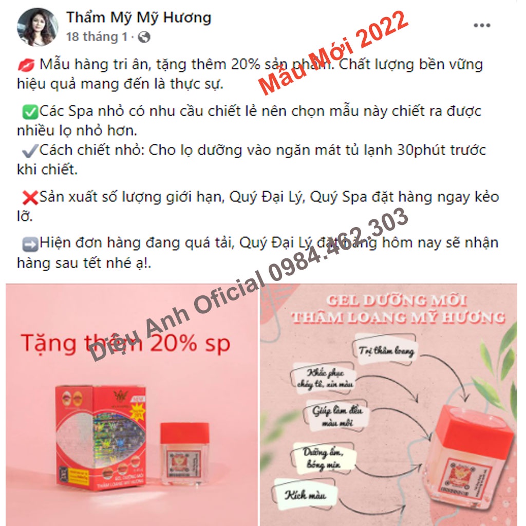 Dưỡng môi mỹ hương sau phun xăm chính hãng