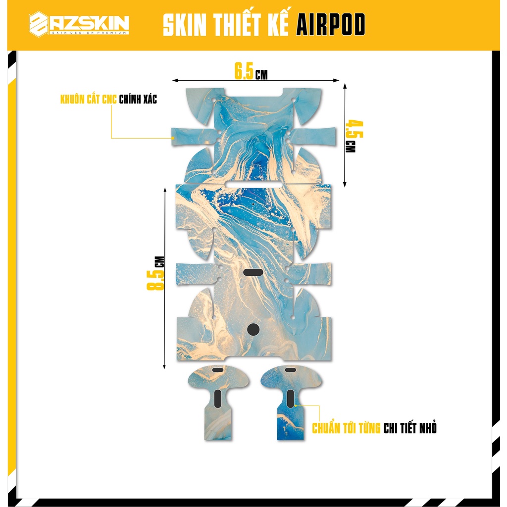 Miếng Dán Skin Airpods 1/2/3/Pro 2 Hình Vân Đá Xanh |SK_APNT32| Chất Liệu Nhập Khẩu, Chống Nước, Bền Màu, Khuôn Cắt Sẵn