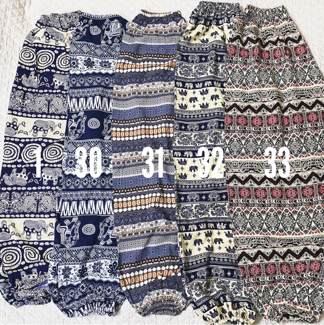 Quần lanh dài thổ cẩm alibaba bo gấu (form to dài 95cm) | BigBuy360 - bigbuy360.vn