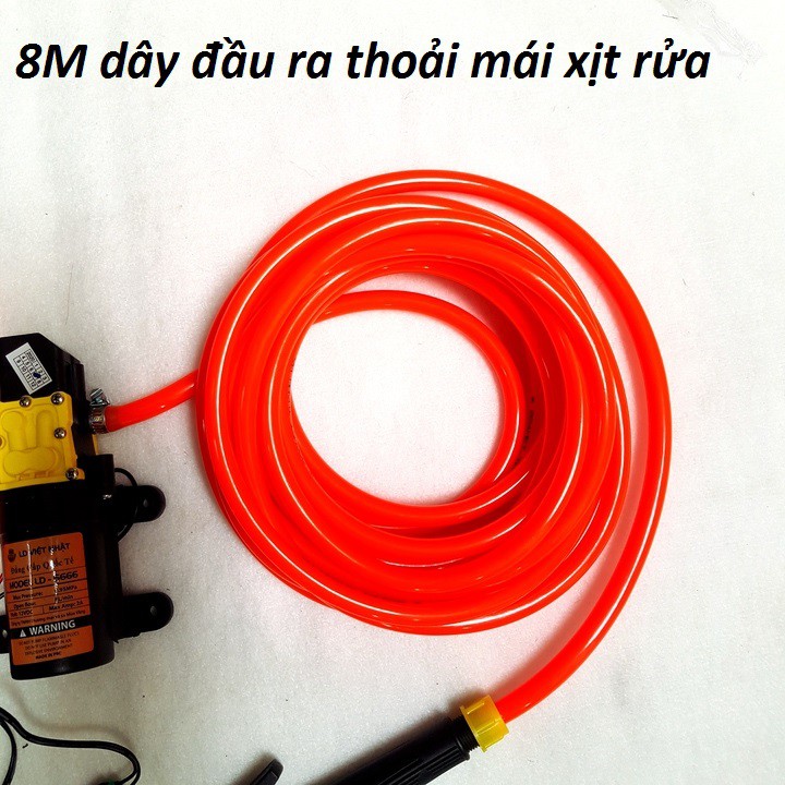 bộ máy bơm rửa xe tăng áp lực nước mini - máy rửa xe 12v