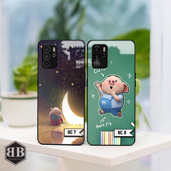 ỐP lưng kính cường lực Oppo Reno6 Z  heo con