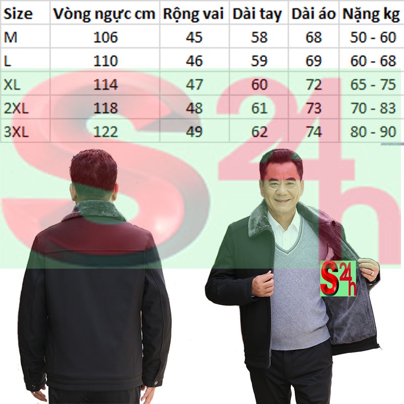 Áo khoác lót lông trung niên cao cấp tặng bố AKB01