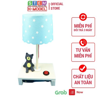 Mô hình đèn bàn thông minh STEM cho bé Đồ chơi sáng tạo tự lắp ráp ST2 đèn gỗ led phát sáng XMODEL