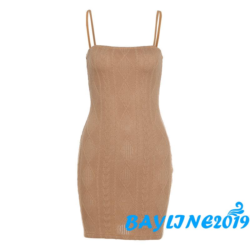 Đầm hai dây chất liệu dệt kim ôm dáng nhiều màu thời trang cho nữ