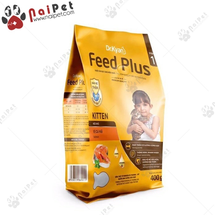 Thức Ăn Hạt Khô Cho Mèo Vị Cá Hồi Feed Plus Dr.kyan 400g