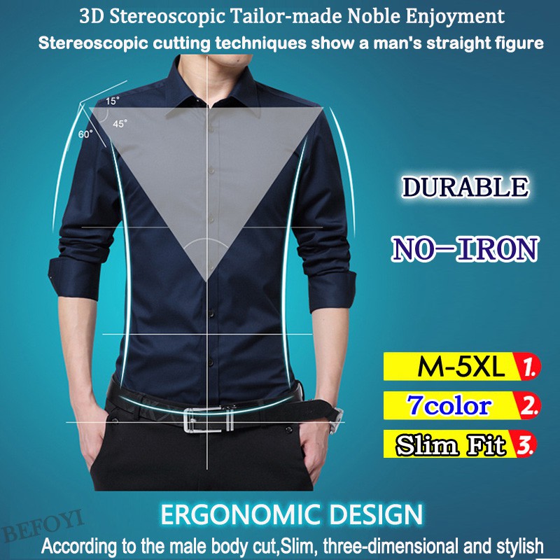 Áo sơ mi nam BEFOYI tay dài size lớn 5XL