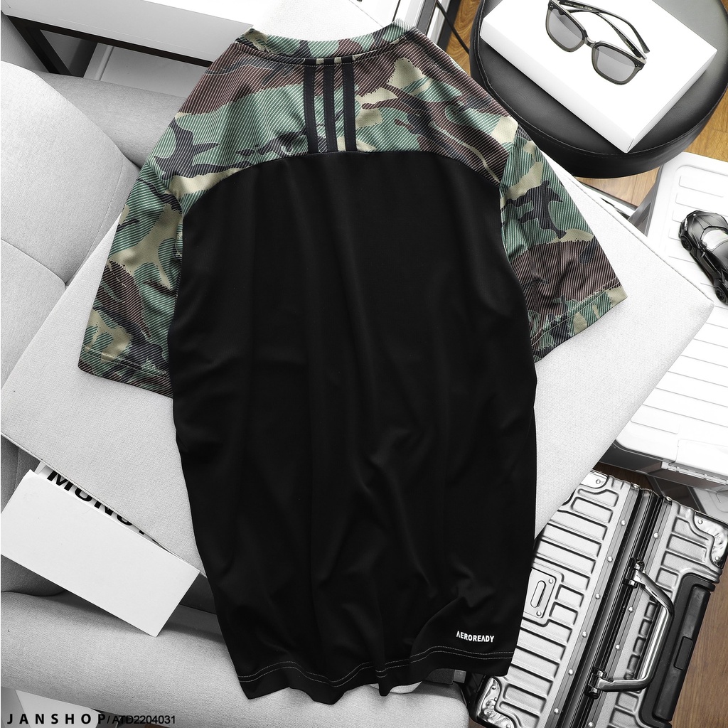 Áo Thun Thể Thao Thiết Kế 2 Tông Màu Camo Đậm Chất Cá Tính Ráp Nối Trước Sau Khoẻ Mạnh Và Năng Độ