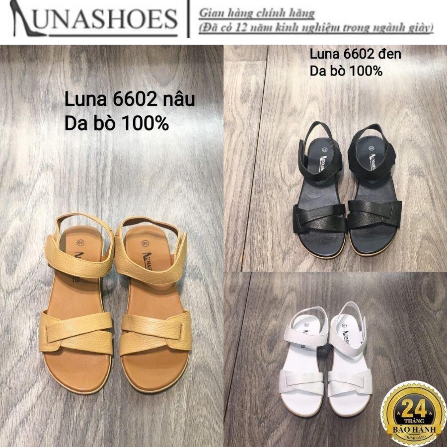 Dép sandal Lunashoes (6602) da bò 100% da thật mũi tròn quai hậu nữ đi học, đi chơi thời trang