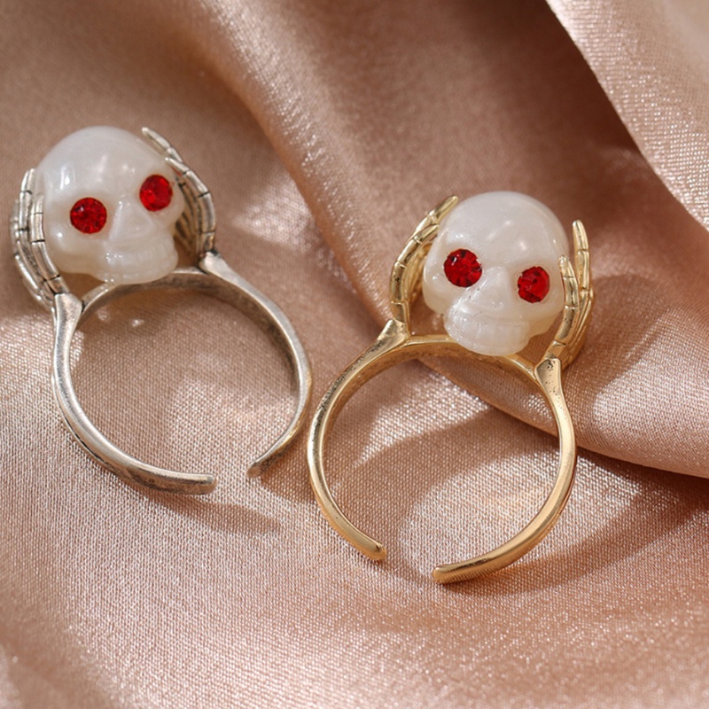 Nhẫn Hở Hình Đầu Lâu Phong Cách Goth Cá Tính Chống Căng Thẳng Có Thể Điều Chỉnh Cho Nam Nữ