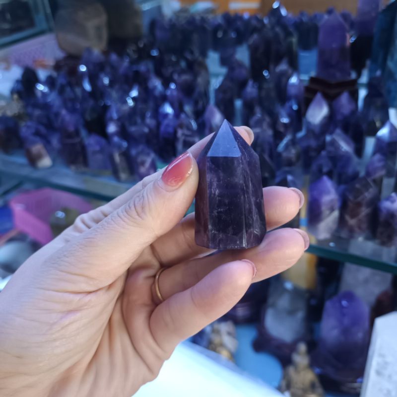 Trụ đá tím thô thanh tẩy năng lượng, chơi tarot phong thủy thu hút may mắn