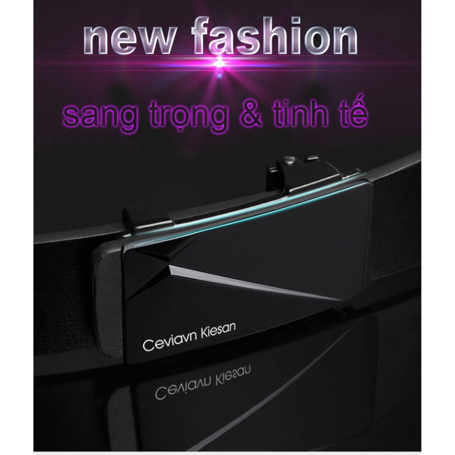 Thắt lưng nam da bò, thắt lưng nam khóa tự động mặt trượt thông minh TLN009