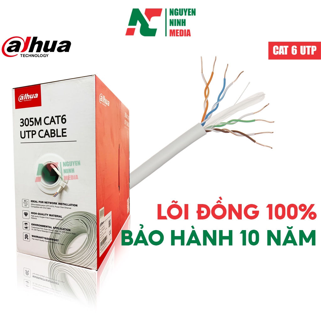 Dây Mạng CAT6 UTP DAHUA PFM920I-6UN-C Lõi Đồng 100%, Bảo Hành 10 Năm (Bán lẻ)