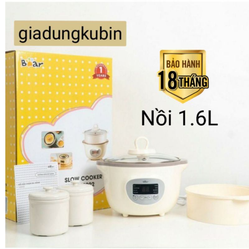 (BẢN QUỐC TẾ) Nồi Nấu Cháo Bear 1.6L (Ninh, Hầm, Hấp, Cách Thủy Bear)