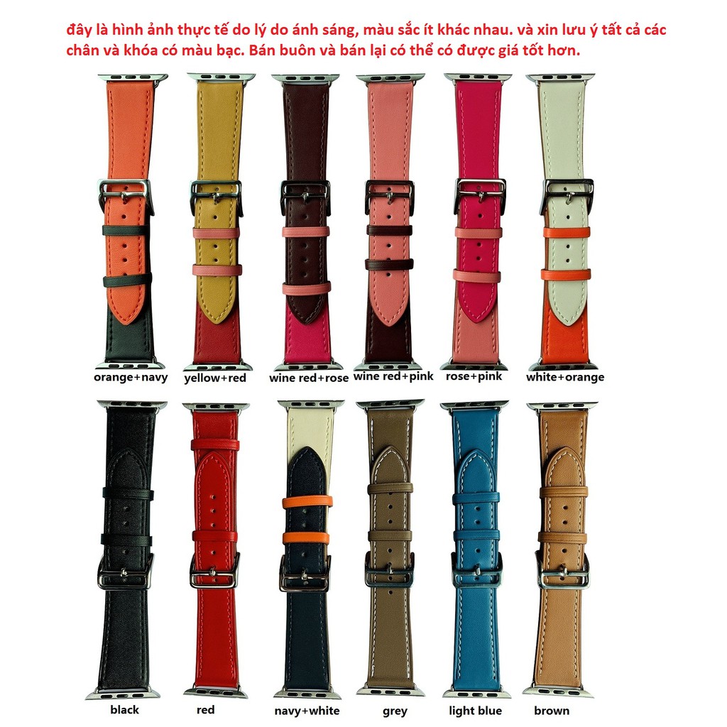 【Apple Watch Strap】Dây da nhiều màu tiện dụng cho Apple watch Series 6 se 5 4 3 2 1 38mm 42mm 40mm 44mm