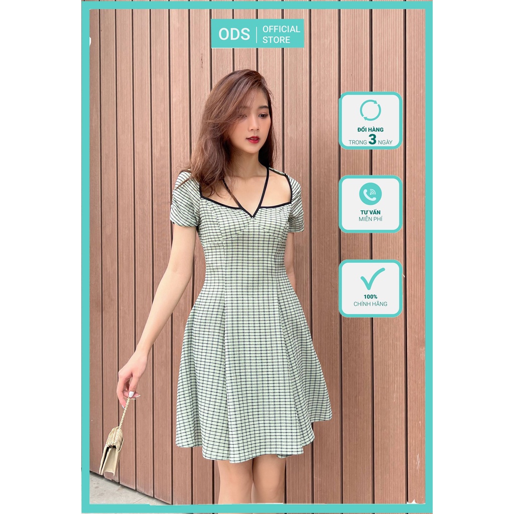 Đầm xòe ODS tay con nhún chỉ thun, dây kéo sau [ZS9]