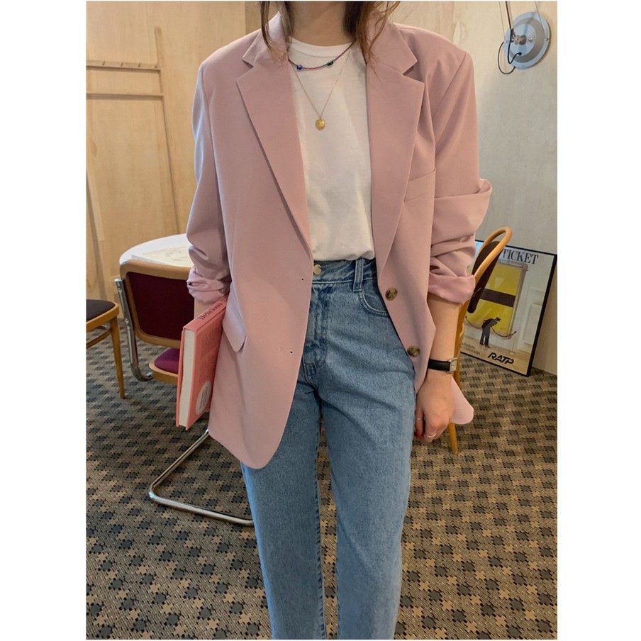Áo Khoác Blazer Hồng Trơn Dory&Pony BASIC KOREAN STYLE - AK112 | BigBuy360 - bigbuy360.vn