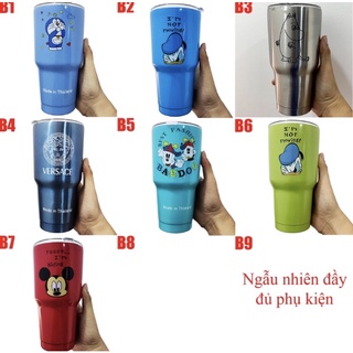 Ly Giữ Nhiệt ( Có Túi + 2 ống hút ) Tặng 2 Lót Ly Thái Lan 900ml Bình Cốc Giữ Nhiệt ( Ảnh Thật )