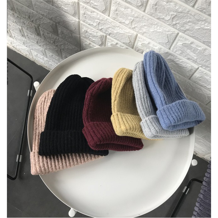 Mũ dệt kim màu trơn ấm áp thời trang thu đông Hàn Quốc trẻ trung dành cho cặp đôi