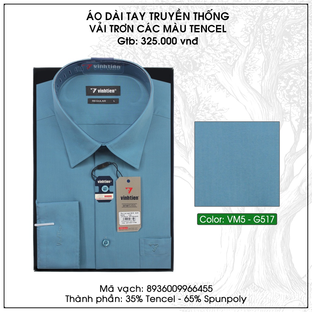 Áo Sơ Mi Dài Tay Màu Tencel-Spun Regular Fit 325 Vĩnh Tiến - VM5-G517
