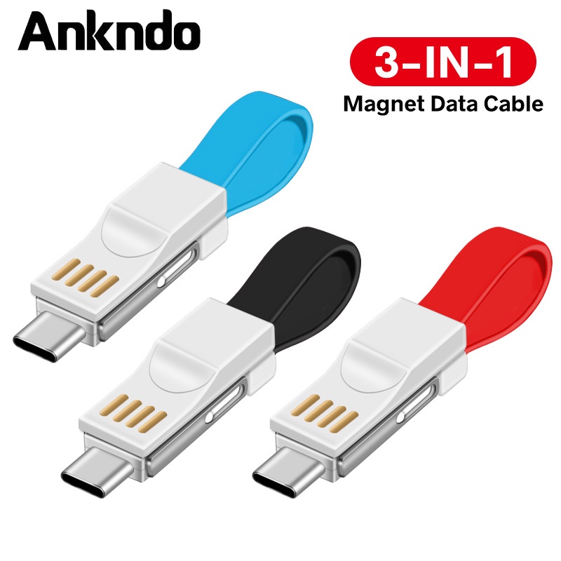 Dây cáp sạc Ankndo 3 trong 1 có nam châm hỗ trợ cổng Micro USB Type C đa năng cho điện thoại / máy tính