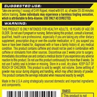 Cellucor C 4 Ripped Hỗ Trợ Đốt Mỡ Và Tăng Sức Mạnh Trong Tập Luyện (30 Lần Dùng)