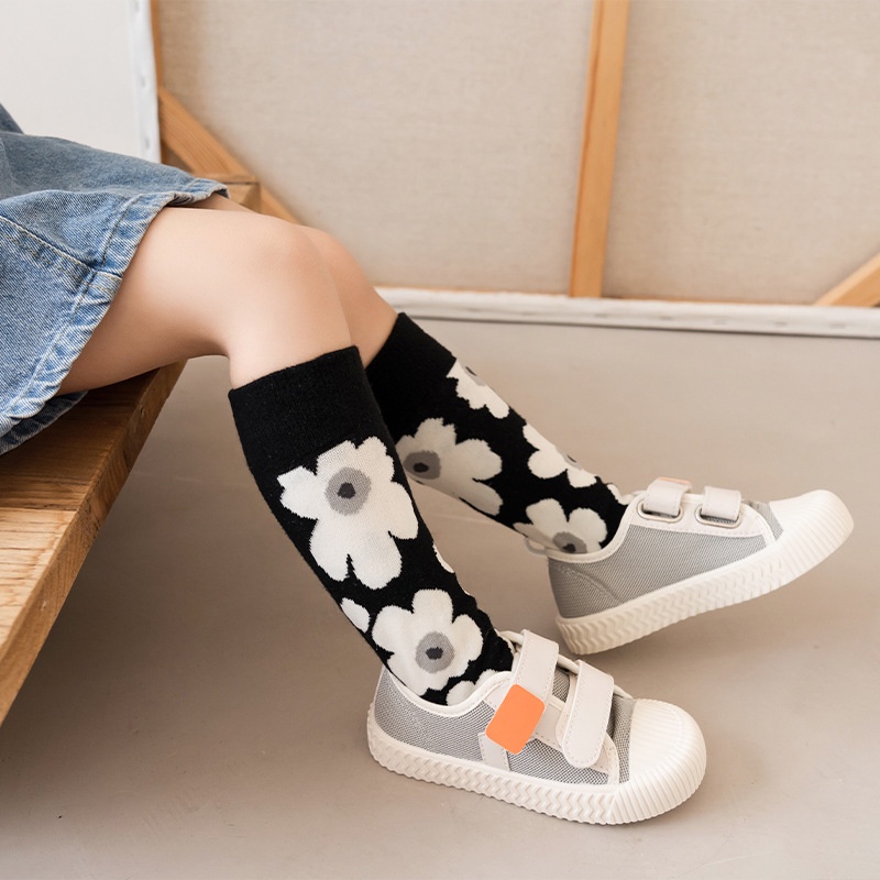 Vớ cotton cao cấp in họa tiết hoa dễ thương cho bé gái