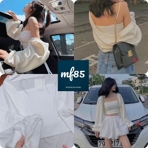 Set Áo Khoác Tay Bồng Kèm Quây Trắng Chất Liệu Chân Cua Sang Chảnh Và Sexy Mã 427 💖 Moonfashion85