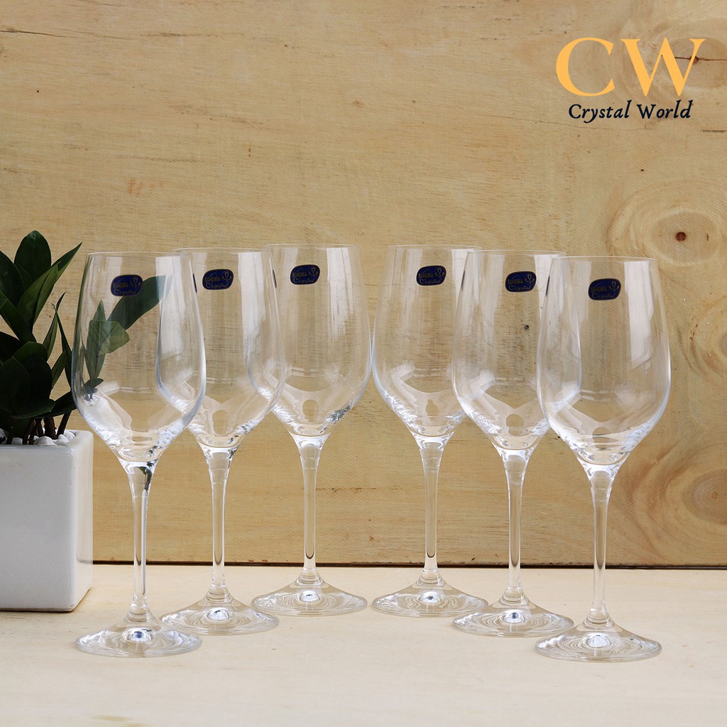 Bộ Ly Uống Rượu Vang Trắng Crystalex Rebecca 350ml White Wine Pha Lê Tiệp Chính Hãng