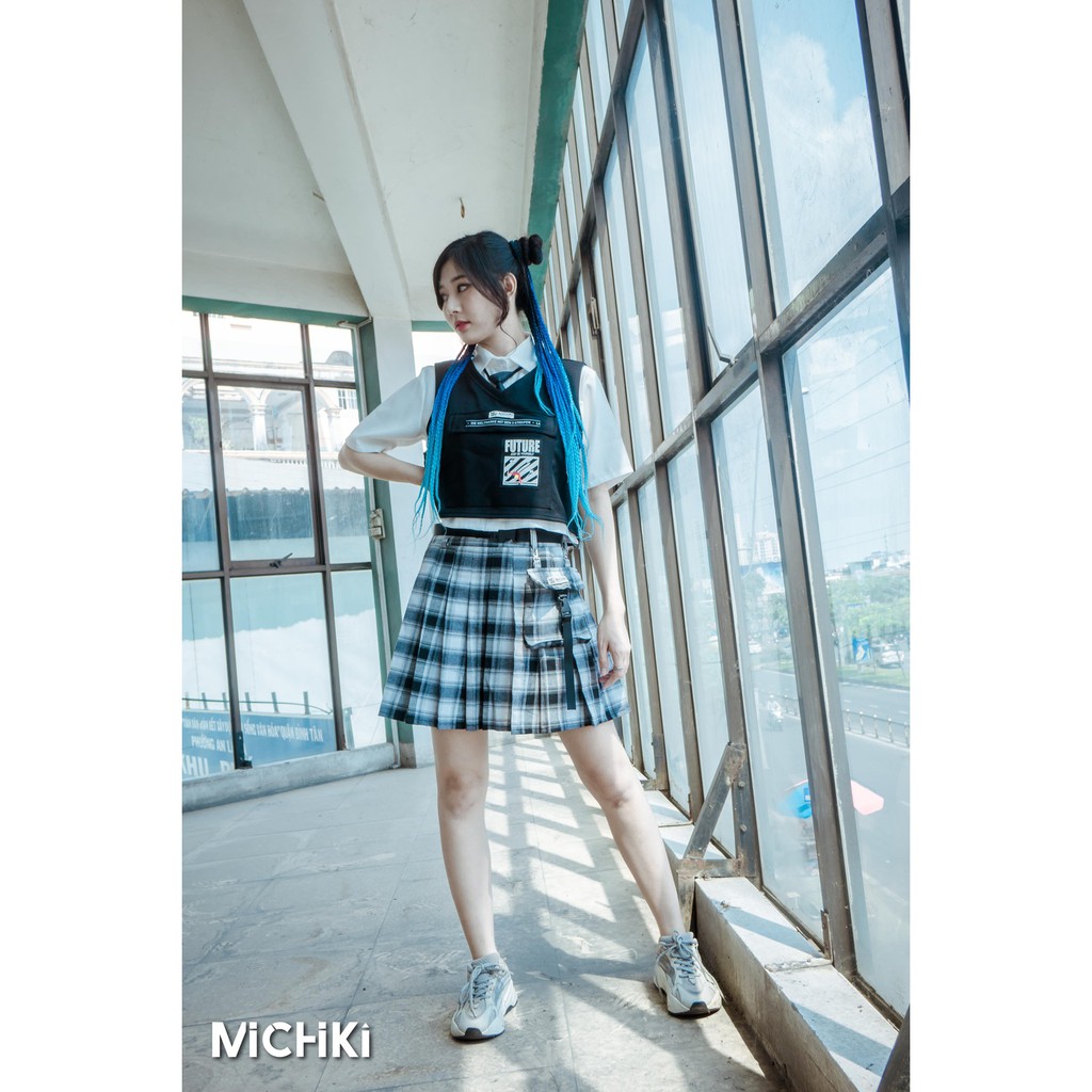 Chân váy xếp li ngắn Michiki - Váy nữ caro kèm túi vải hàng thiết kế cao cấp (S-XL) | BigBuy360 - bigbuy360.vn