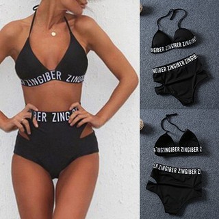 Bikini lưng cao hoạ tiết chữ