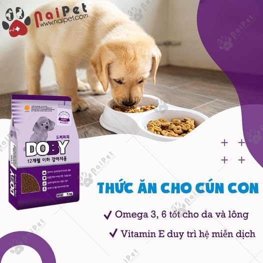 Thức Ăn Hạt Cho Chó Con Doby Pupyy Hàn Quốc Túi 5kg