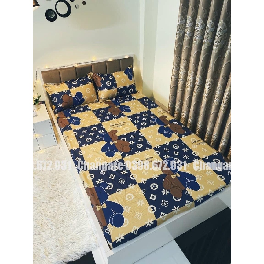 Bộ ga gối m6/m8 cottong poly Bò sữa siêu kute đủ kích thước 1ga trải giường+2 vỏ gối đầu