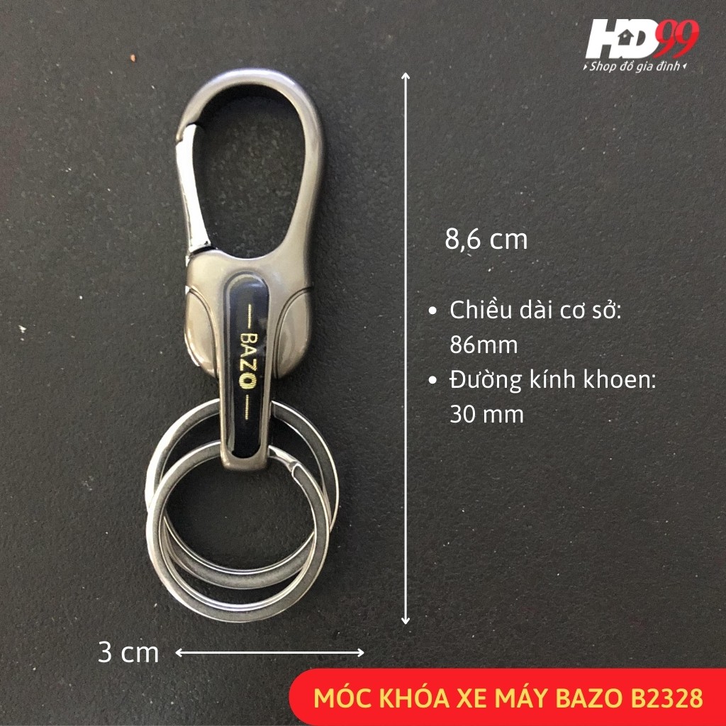 Móc khóa Ô tô Xe máy BAZO B2328 | Chất liệu Thép chuyên dụng mạ Crome sáng bóng, phong cách cổ điển, lịch lãm