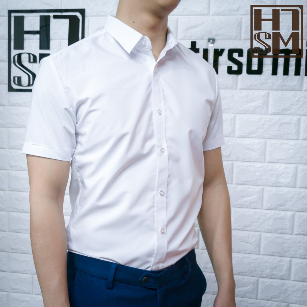 Áo sơ mi nam HSTM ngắn tay vải lụa 39