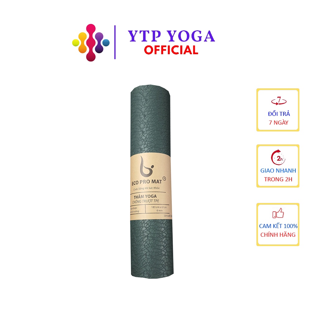 Thảm Tập Yoga ECOPRODT06 Thảm Yoga Eco Pro Mat Định Tuyến [Tặng Kèm Túi Đựng] Cao Cấp, Chất Liệu TPE 1 Lớp Dày 6mm