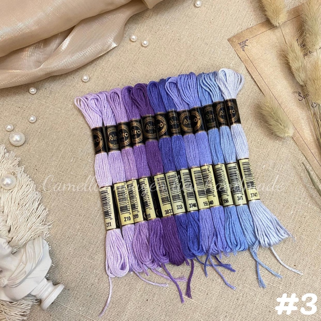 Set Chỉ Thêu Airo Tông Tím, Chỉ Thêu Cotton Chính Hãng Chất Lượng Giá Rẻ