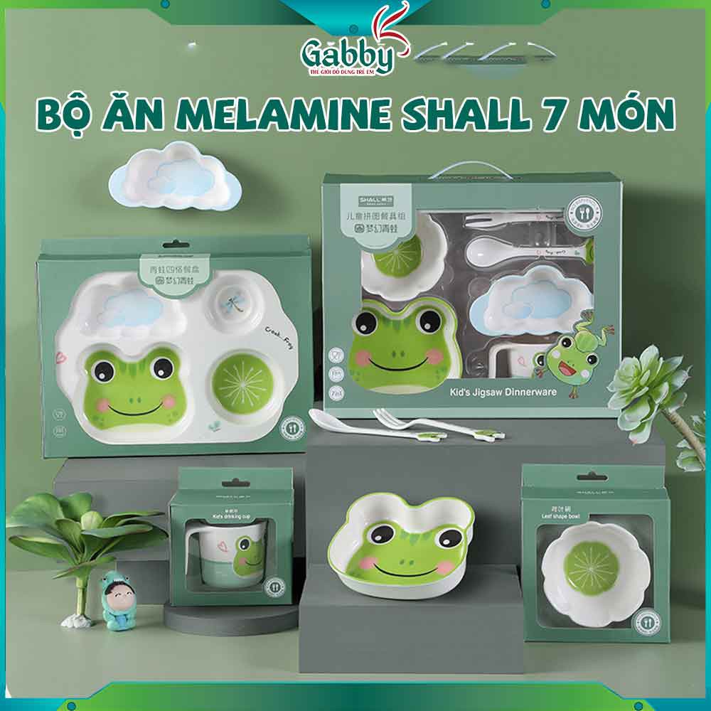 BỘ ĂN MELAMIN SHALL 7 MÓN (BÁT/KHAY/MUỖNG/NĨA/LY)