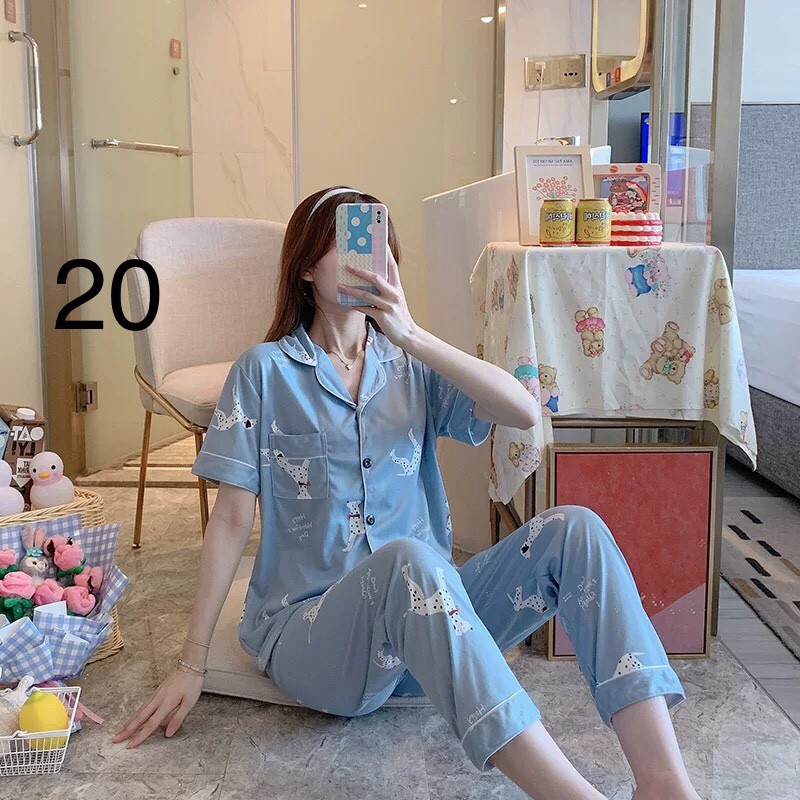 [Chỉ trả order facebook]Bộ ngủ PIJAMA tay lỡ cho mùa hè