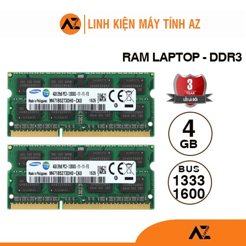 Ram Laptop DDR3 4GB BUS 1333/1600 Bảo Hành 36 Tháng