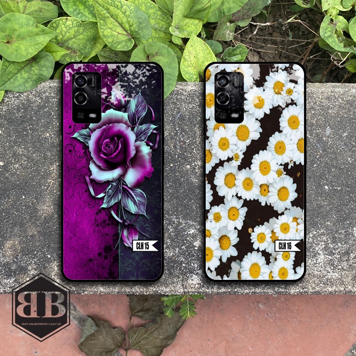 ỐP LƯNG KÍNH CƯỜNG LỰC OPPO A55 hình hoa