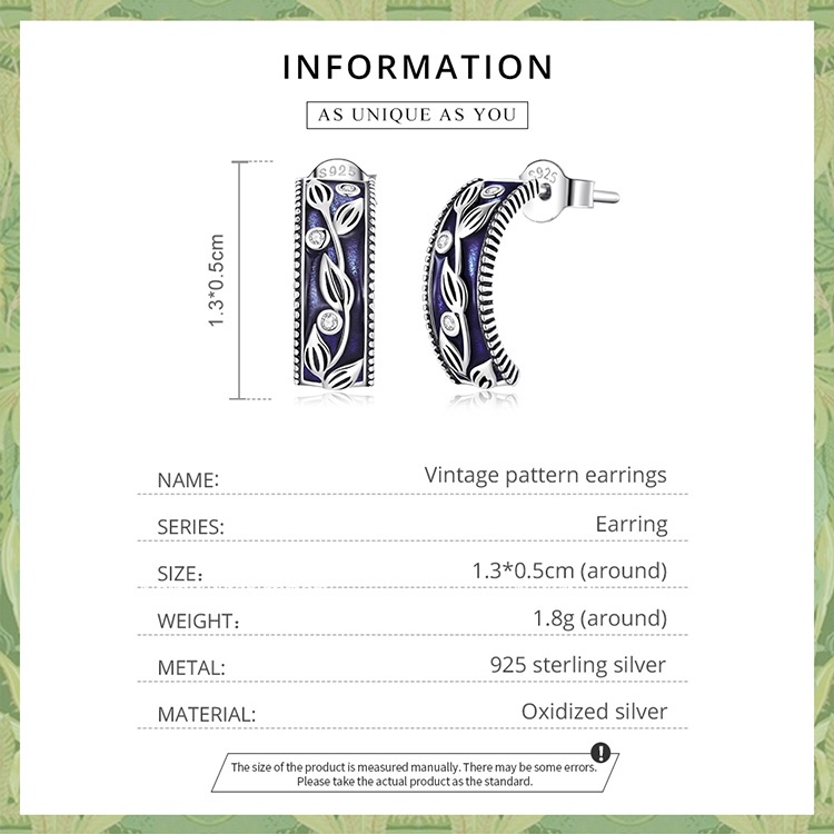 Bông tai BAMOER bằng bạc 925 phong cách cổ điển thời trang cho nữ