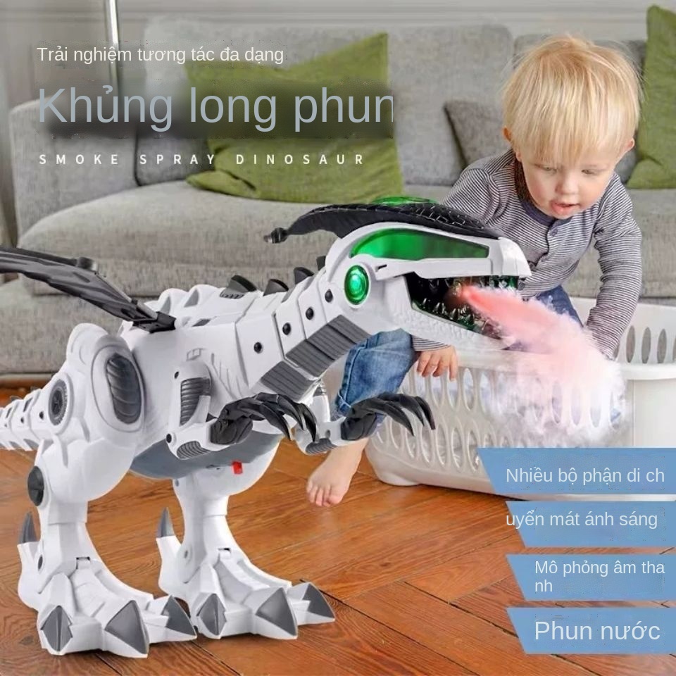 AĐồ chơi khủng long mô phỏng động vật trẻ em điều khiển điện từ xa phun lửa thở cậu bé 4-6 tuổi lớn biết đi bạo chúa
